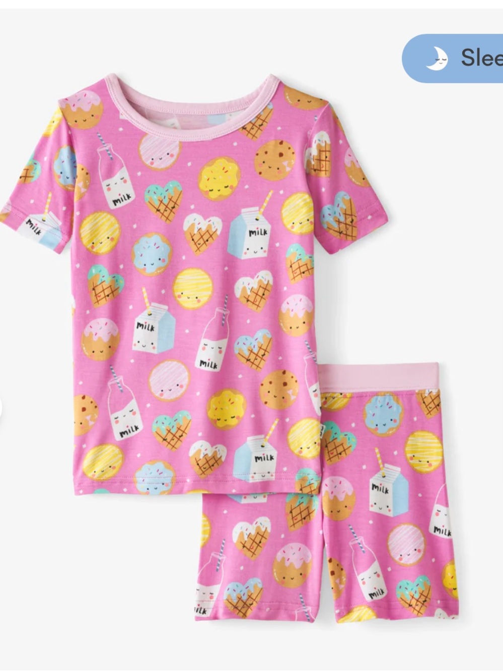 Little Sleepies Pink Cookies & Milk Two-Piece Pajama Set – Size 7/8 – NWT